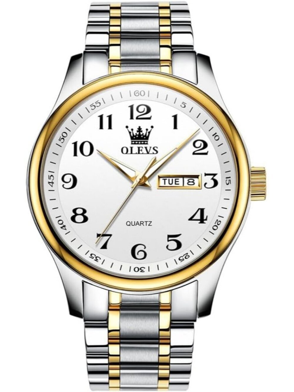 Men's Silver And Gold Stainless Steel Analog Quartz Classic Waterproof Watch
